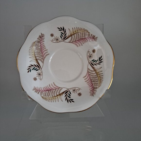 Allegro Vintage Pink Bone China Teacup & Saucer Set Gold Trim England - Picture 4 of 16